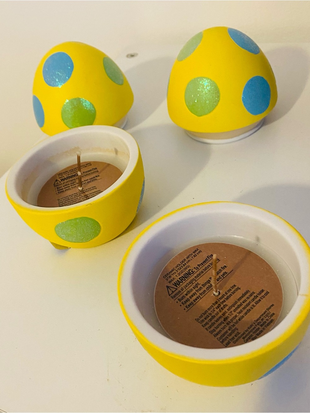 Easter Decor  Blue and Green Glitter Dots